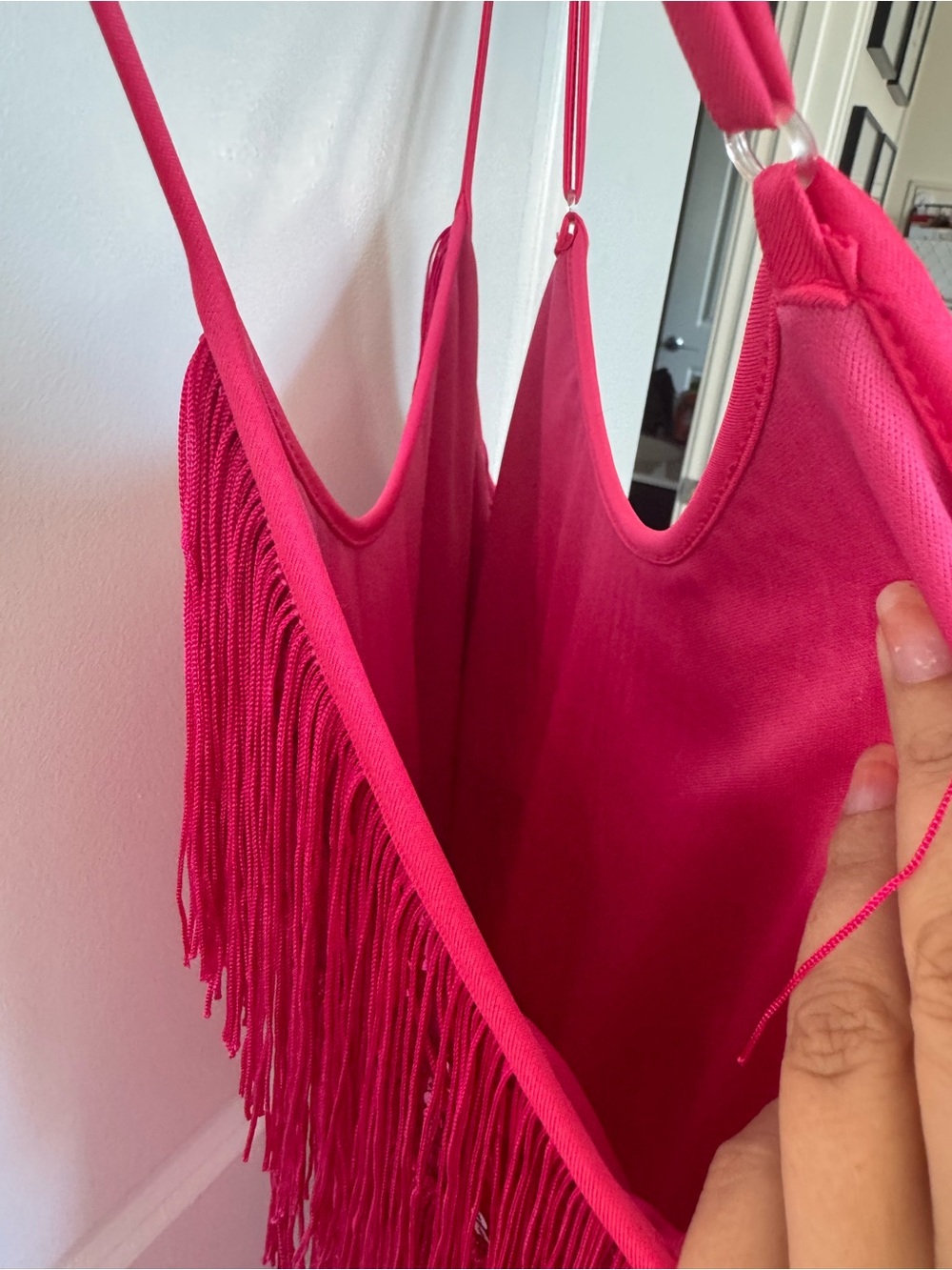 Hot Pink Fringe Party Dress - Picture 4 of 4